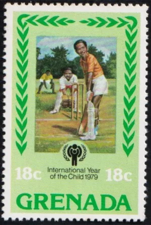 1979 Grenada International Year of Child - Children Playing Cricket and Baseball 3v Stamp