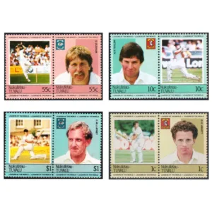 1985 Tuvalu Cricket Leaders of the World 8v Stamp