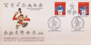 1995 Malaysia XVI Commonwealth Games Pre Issue Stamp Gutter Pair on FDC