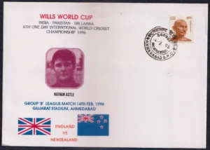 1996 Ahmedabad Wills Cup ODI Cricket Match England Vs New Zealand Special Cover