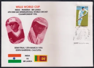 1996 Calcutta Wills World Cup ODI Cricket Match India Vs Sri Lanka Special Cover