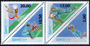 1996 Sri Lanka World Cup Cricket Champions 4v Stamp