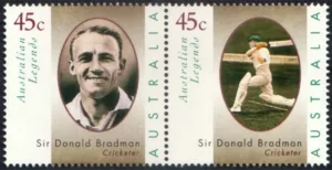 1997 Australia Cricketer Sir Donald Bradman 2v Setenant Stamp
