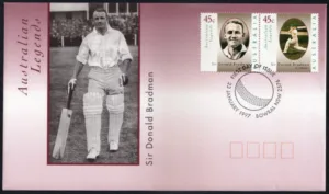 1997 Australia Cricketer Sir Donald Bradman 2v Setenant Stamp on FDC