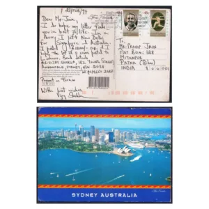 1997 Australia Cricketer Sir Donald bradman 2v Setetnant Stamp Postally Used on Postcard to India