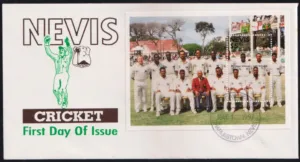 1997 Nevis Cricket Miniature Sheet on FDC
