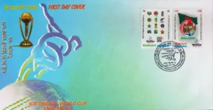 1999 Bangladesh ICC Cricket World Cup England 2v Stamp on FDC