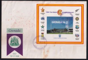 2000 Grenada 100th Cricket Test Match at Lord's Ground Miniature Sheet on FDC