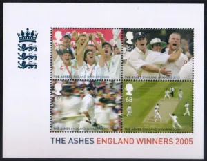 2005 Great Britain The Ashes Cricket England Winners Miniature Sheet