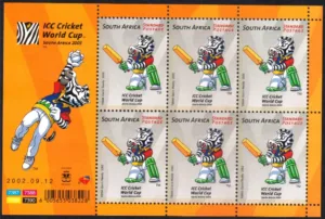 2002 South Africa ICC Cricket World Cup 2003 1v Stamp Sheet