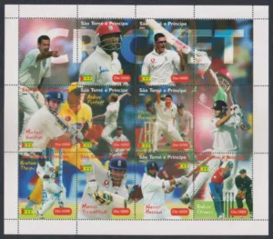 2004 Sao Tome and Principe Cricket 9v Stamp