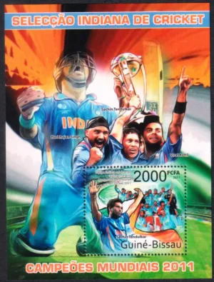 2011 Guinea Bissau Indian Cricket Team World Champions (Sachin Tendulkar) Miniature Sheet