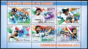 2011 Guinea Bissau Indian Cricket Team World Champions (Sachin Tendulkar) 6v Sheetlet