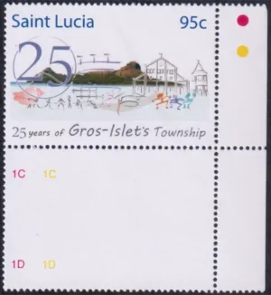 2010 Saint Lucia 25 Years of Gros- Islet's township Depicting Cricket Batsman 1v Stamp