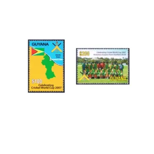 2007 Guyana Celebrating Cricket World Cup 2v Stamp