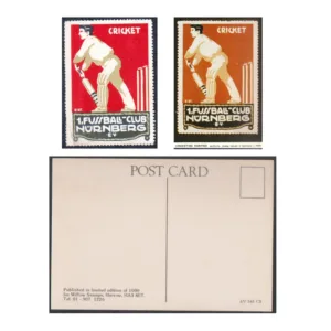 1908 Germany Fussball Club Nurnberg Label on Gum Paper depicting Cricket along with Maxim Card (Rare)