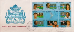 1993 Guyana 20th Century Sports Cricket, Foottball and Other Sports 9v Stamp Sheetlet on FDC
