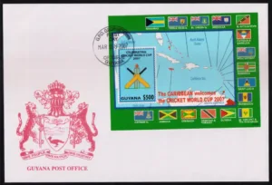 2007 Guyana Celebrating Cricket World Cup Miniature Sheet on FDC