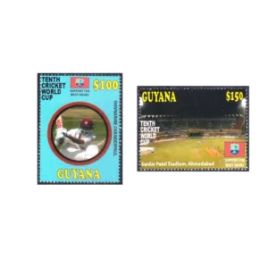 2011 Guyana 10th Cricket World Cup Sardar Patel Stadium Ahemdabad 2v Stamp