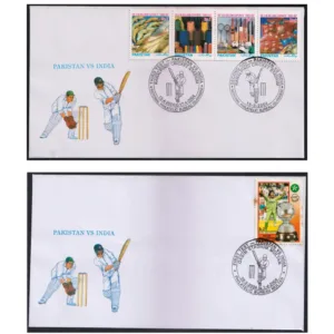 2004 Karachi Set of 10 different Type I Machine Cancellation on Pakistan Vs India Test Cricket Series Special Cachet Covers