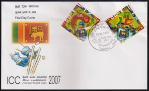 2007 Sri Lanka ICC Cricket World Cup 2v Stamp on FDC