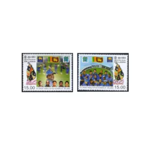 2007 Sri Lanka ICC Cricket World Cup Runners-up Team 2v Stamp