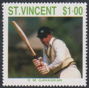 1988 St Vincent Cricket Sunil Gavaskar 1v Stamp