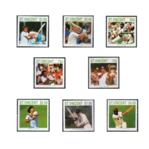 1988 St Vincent Cricket Kapil Dev and Others 8v Stamp