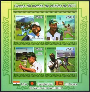 2011 Togolese Cricket World Cup (Sachin Tendulkar, Viv Richards) 4v Stamp Sheetlet