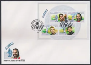 2014 Niger Cricket (Sachin Tendulkar, Chris Gayle, Brett Lee, Shahid Afridi) Sheetlet on FDC