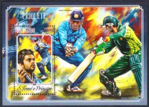 2014 S Tome E Principe Cricket (Virat Kohli, MS Dhoni) Miniature Sheet