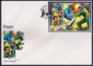 2014 S Tome E Principe Cricket (Virat Kohli, MS Dhoni) Miniature Sheet on FDC