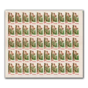 1980 Rubber Tapping 5r (6th Series) (wmk. Ashokan) Definitive Stamp Sheet