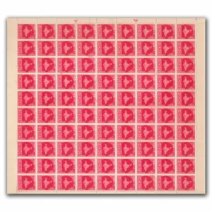 1957 Map of India 13np (3rd Series) (wmk. Multi Star Sideways) Definitive Stamp Sheet