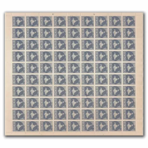 1963 Map of India 6np (3rd Series) (wmk. Ashokan Lion Capital) Definitive Stamp Sheet