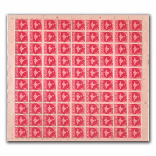 1963 Map of India 13np (3rd Series) (wmk. Ashokan Lion Capital) Definitive Stamp Sheet