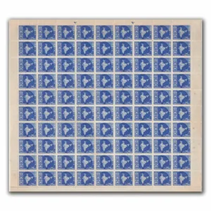 1958 Map of India 25np (3rd Series) (wmk. Ashokan Lion Capital) Definitive Stamp Sheet