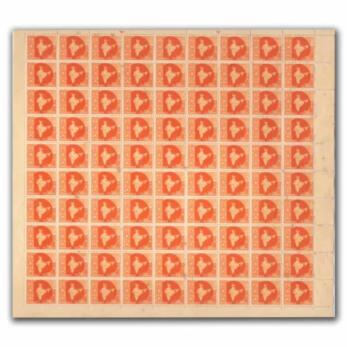 1959 Map of India 50np (3rd Series) (wmk. Ashokan Lion Capital) Definitive Stamp Sheet