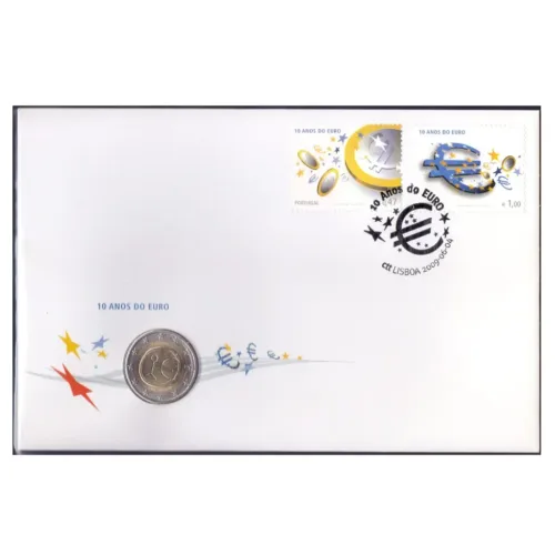 2014 Portugal 10 Anos Euro Coin on FDC