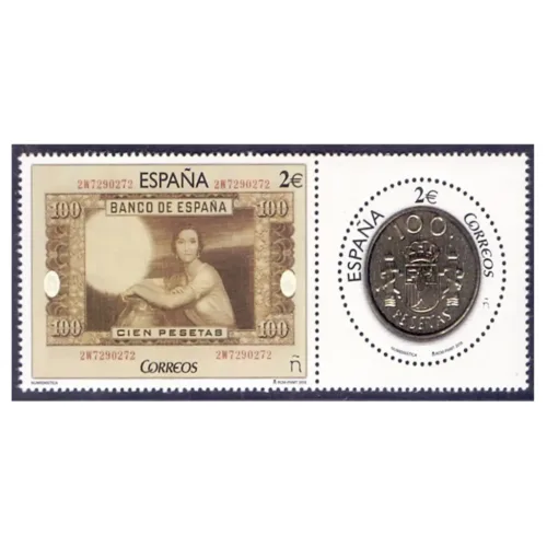 2014 Spain Numismatic Stamp 2v [odd shape & cool stamping]