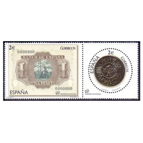 2014 Spain Numismatic Stamp 2v [odd shape & cool stamping]