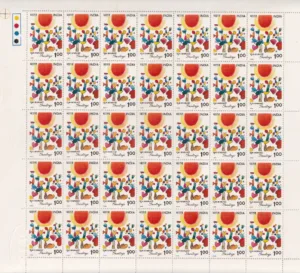 1990 Greetings (Hearts and Flowers) 1v Mint Sheet of 35 Stamps