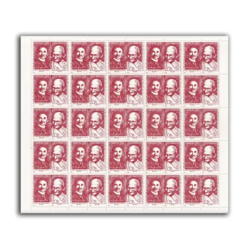 1995 India-South Africa Cooperation (Gandhi as a Young and as Old age) 2v Setenant Sheet of 25 Pairs
