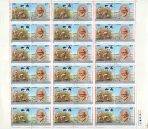 1996 Birth Centenary of Dr Salim Moizuddin Abdul Ali (Nest in Bharatpur and Dr. Salim Ali)  Setenant Sheet of 18 Pairs
