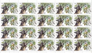 1997 Parijat Tree and Flower 2v Setenant Sheet of 20 Pairs