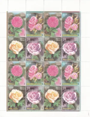 2007 Fragrance of Roses 4v Mixed Sheet of 4 Block od 4 Set