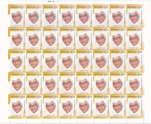 2011 Kasu Brahmananda Reddy 1v Mint Sheet of 40 Stamps