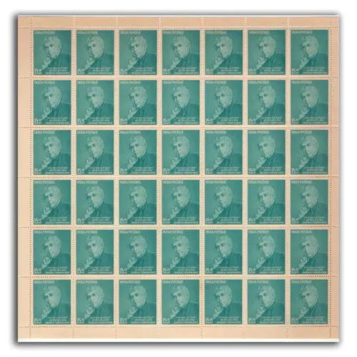 1958 Birth Centenary of Sir J.C .Bose ( Jagdish Chandra Bose ) Mint Sheet of 42 Stamps