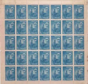 1962 inauguration of Gauhati Oil Refinery (Oil Refinery at Nunamati , Near Guahati) Mint Sheet of 35 Stamps