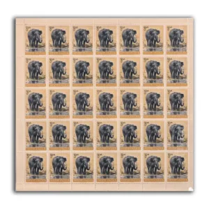 1963 Wild Life Preservation (Elephas Maximus Indian Elephant) 1v Mint Sheet of 35 Stamps